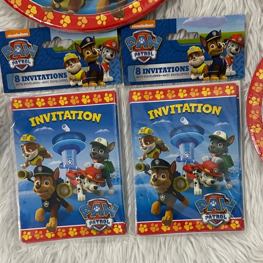 Paw Patrol Party Set - Invitations Plates Napkins Tablecover Lot